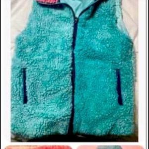Simply Southern Women Large L Vest Sherpa Fleece Sleeveless Sea Glass Green Warm